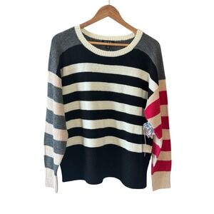 Tribal Soft Knit Combo striped Boat Neck Sweater Large Colorblock